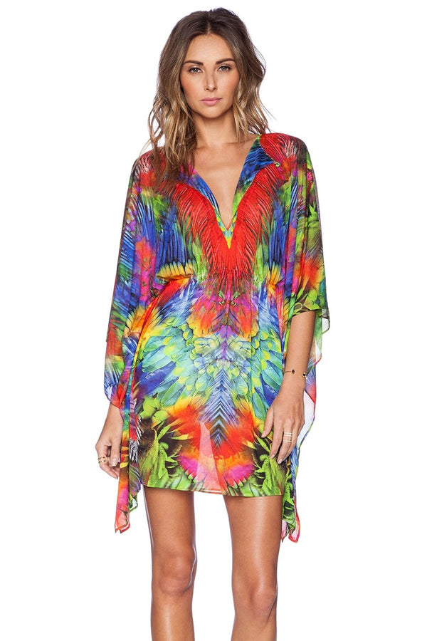 Luli Fama Mundo De Colores Button Front Short Caftan